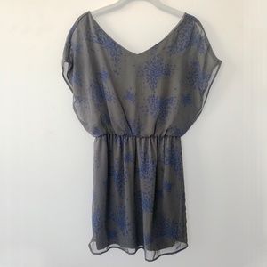 Nordstrom Lush Grey and Blue Butterfly Dress, Size Small